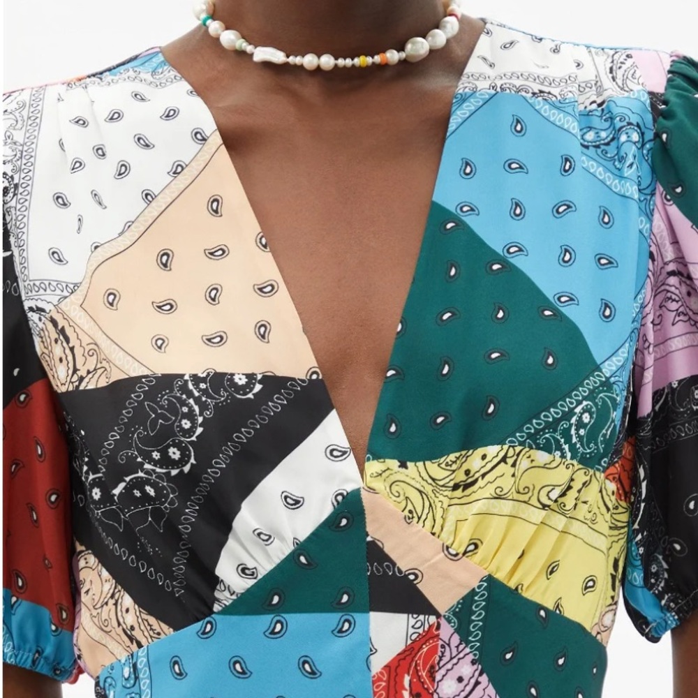 Staud Multicolor Patchwork Mini Dress - image 4